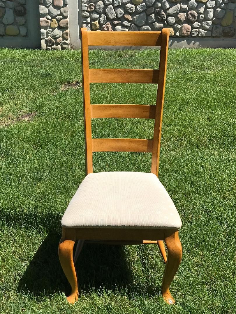 Six Ladder Back Solid Wood Chairs