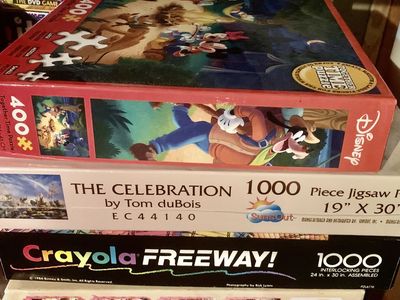 Puzzles $8 each crayons, campfire, sweets and new sealed Noah’s celebration