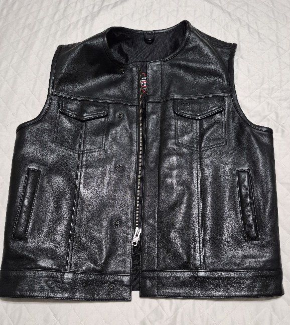 Leather Motorcycle Vest XL