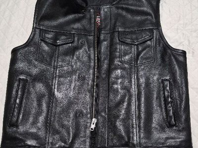 Leather Motorcycle Vest XL