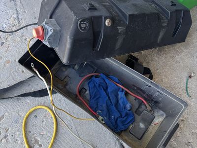 6v 225AH batteries, box, shutoff, and voltage meter.