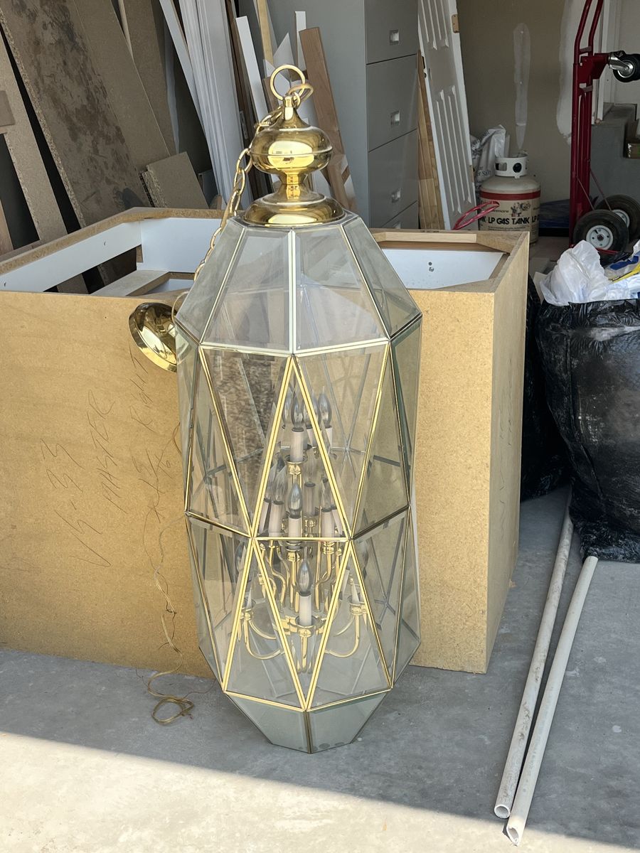 FREE 4' Gold And Glass Entry Chandelier