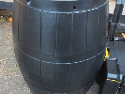 New! Black Plastic Rain Barrel Water Collection Container
