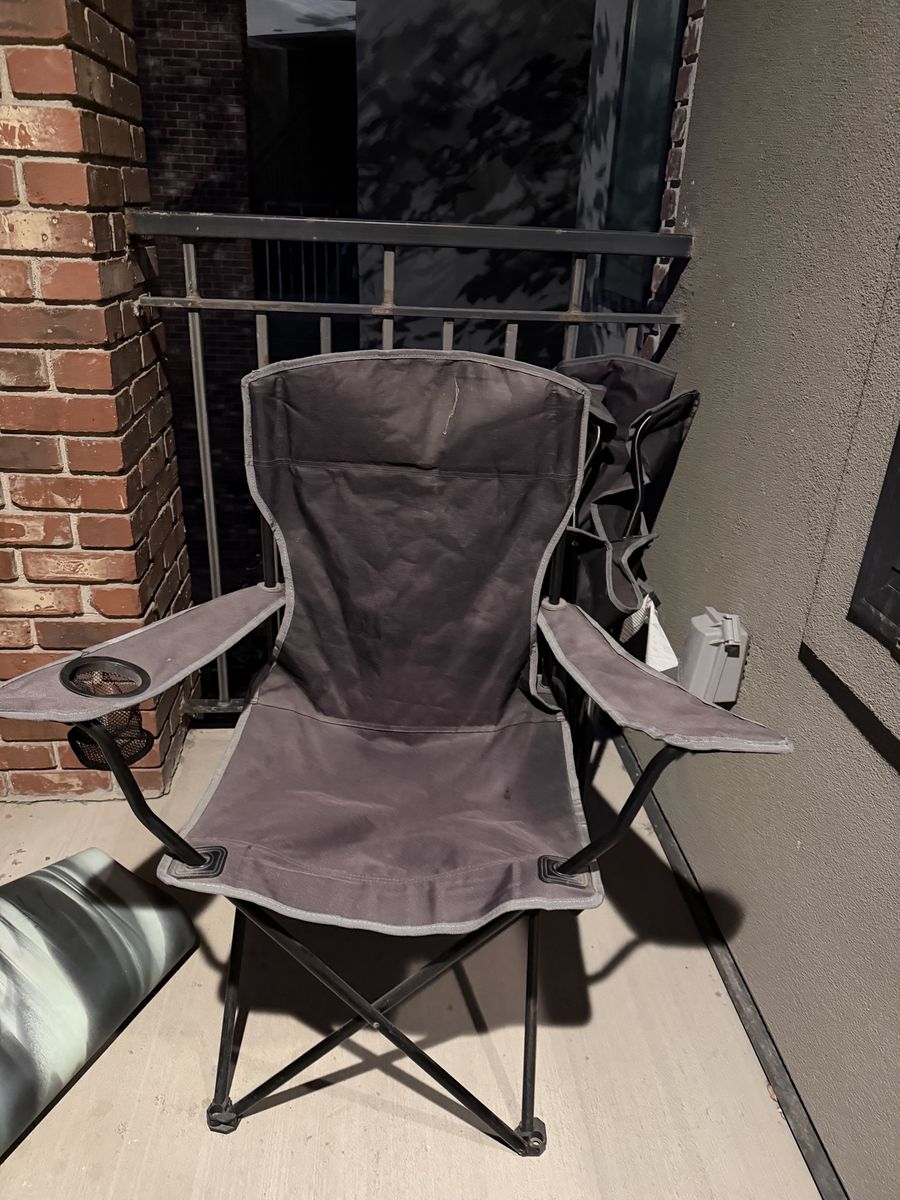 Bass Pro Shops Folding Camping Chair with Cup Holder - Gray, Portable