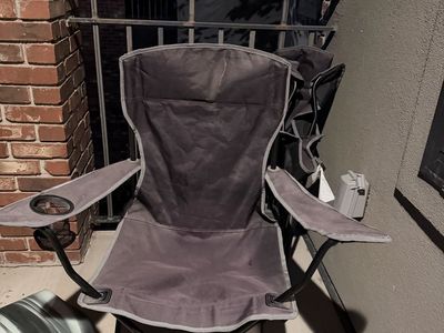 Bass Pro Shops Folding Camping Chair with Cup Holder - Gray, Portable