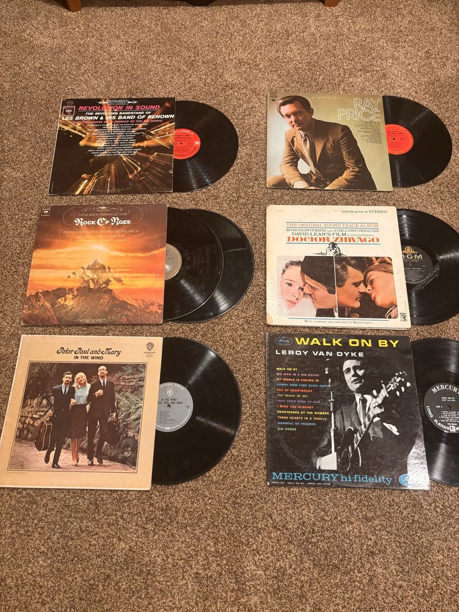 Vintage Vinyl Record Album Lot - Ray Price, Peter Paul & Mary, Doctor Zhivago Soundtrack & More