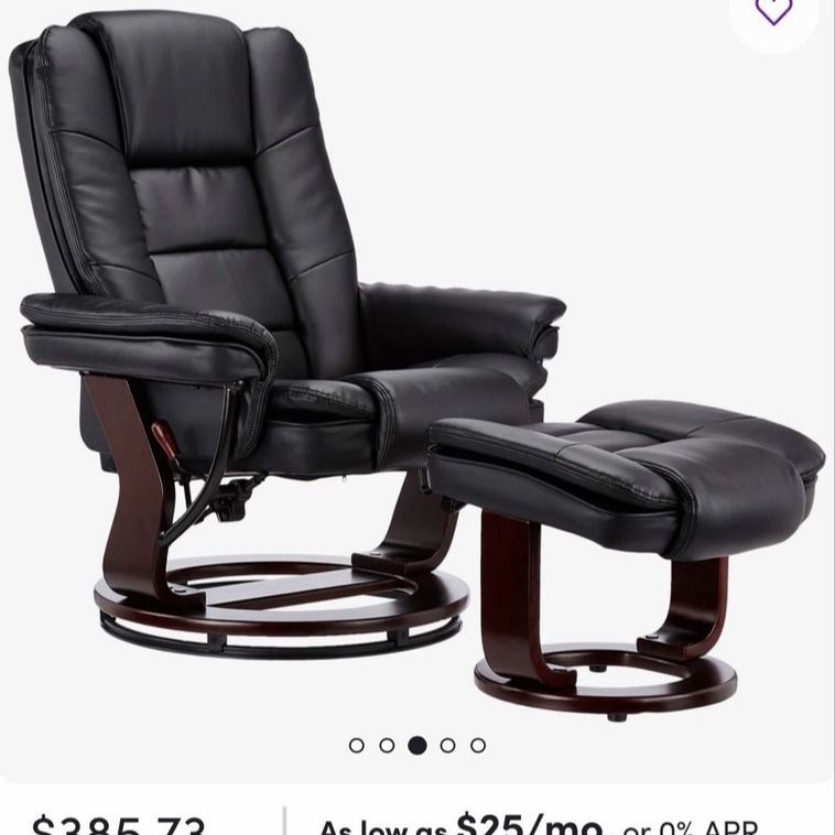 Faux leather recliner and ottoman