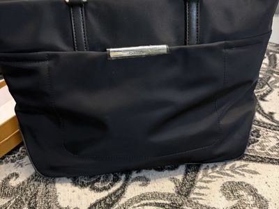 Calvin Klein Black Nylon & Faux Leather Tote Bag with Silver-Tone Hardware
