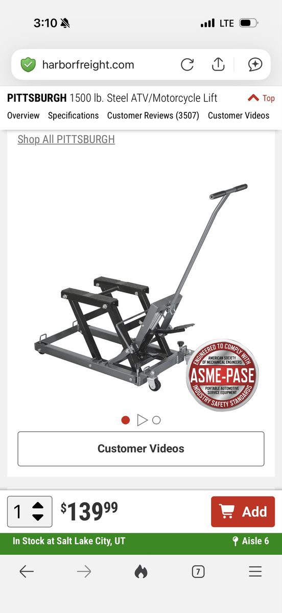 Pittsburg Motorcycle Atv Jack/Stand