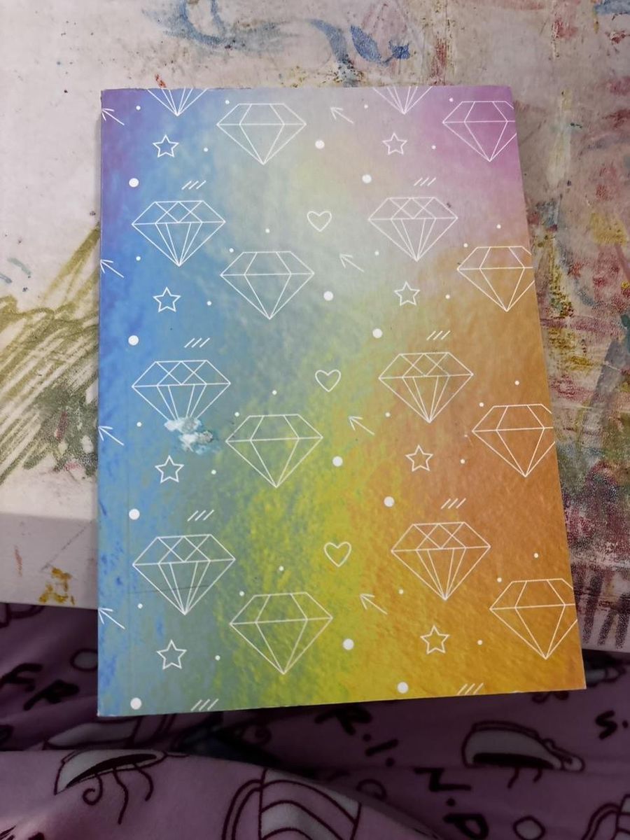 CrownJewlz Rainbow Diamond Lined Journal Notebook with a sheet of stickers included