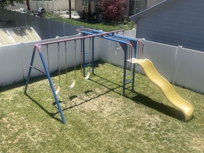 Lifetime Metal Swing Set with Slide, Monkey Bars, and 3 Swings