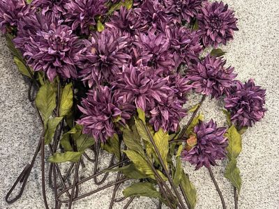Artificial Purple Dahlia Floral Stems Bundle - Faux Flowers for Decor & Events