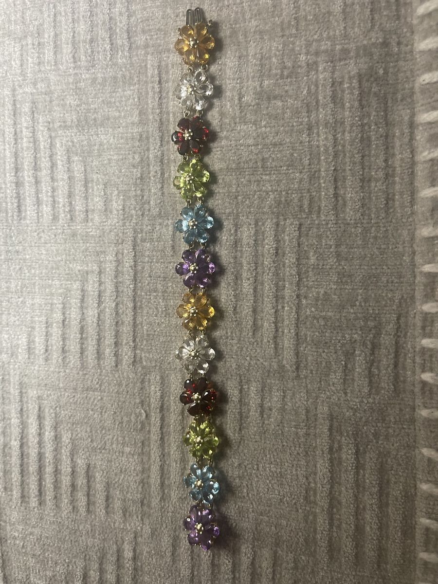 Gemstone & Diamond Flower Bracelet