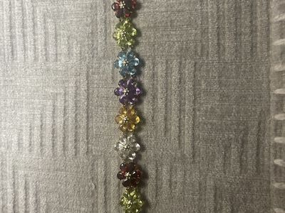 Gemstone & Diamond Flower Bracelet