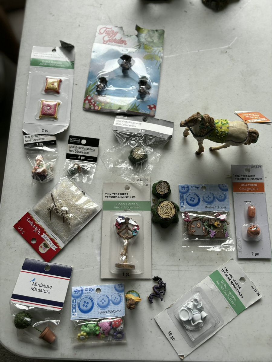 Assorted Miniature Garden Embellishments and Fairy Garden Accessories Lot