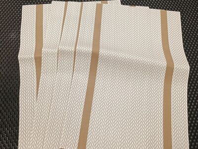 beige and gold striped reusable placemats