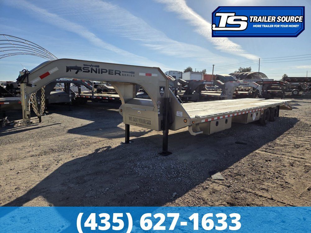 8.5x32 Iron Bull FLG Gooseneck Equipment Trailer -  24K GVWR - Custom Graphics, Gooseneck, Hydraulic Jack(s), Max Ramps, Spare