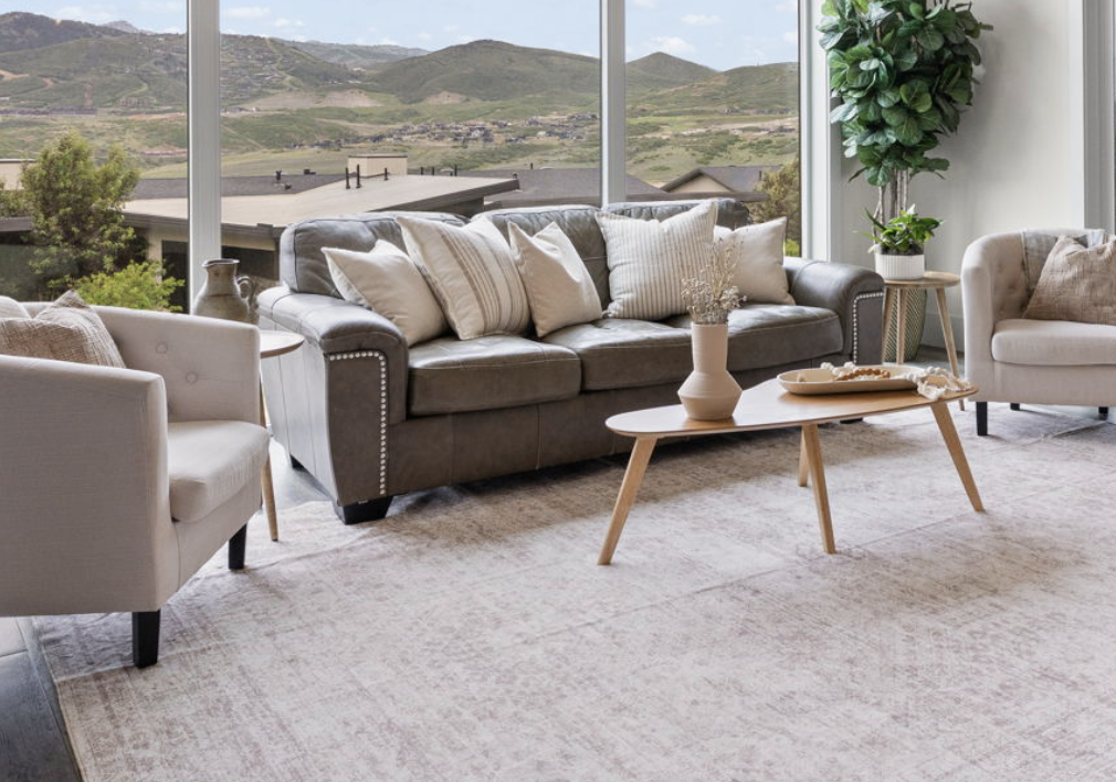 MOVING SALE — Grey Leather Sofa with Queen Sleeper