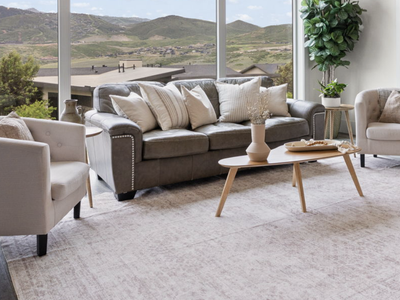 MOVING SALE — Grey Leather Sofa with Queen Sleeper