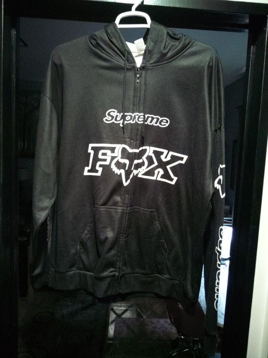 Supreme x Fox Racing Black Zip-Up Hoodie - Size 2XL
