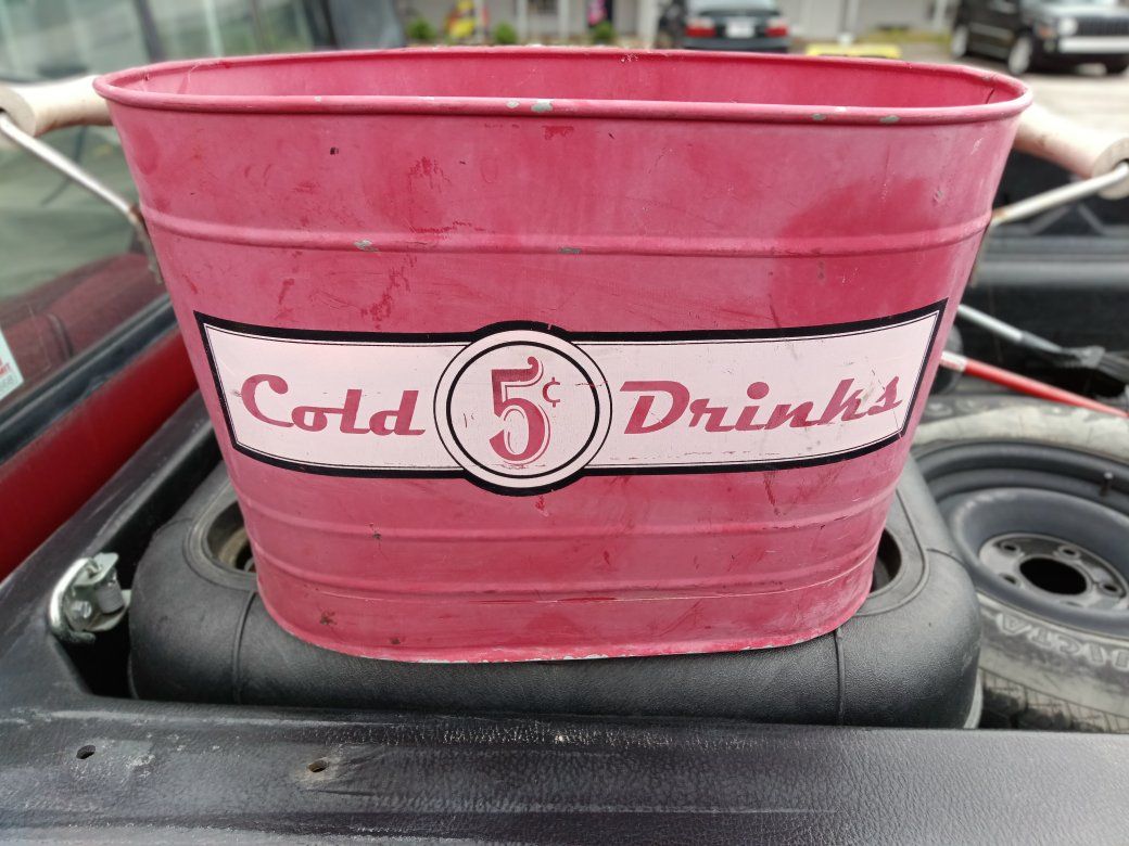 Cold Drinks 5¢ Cool Metal Bucket!