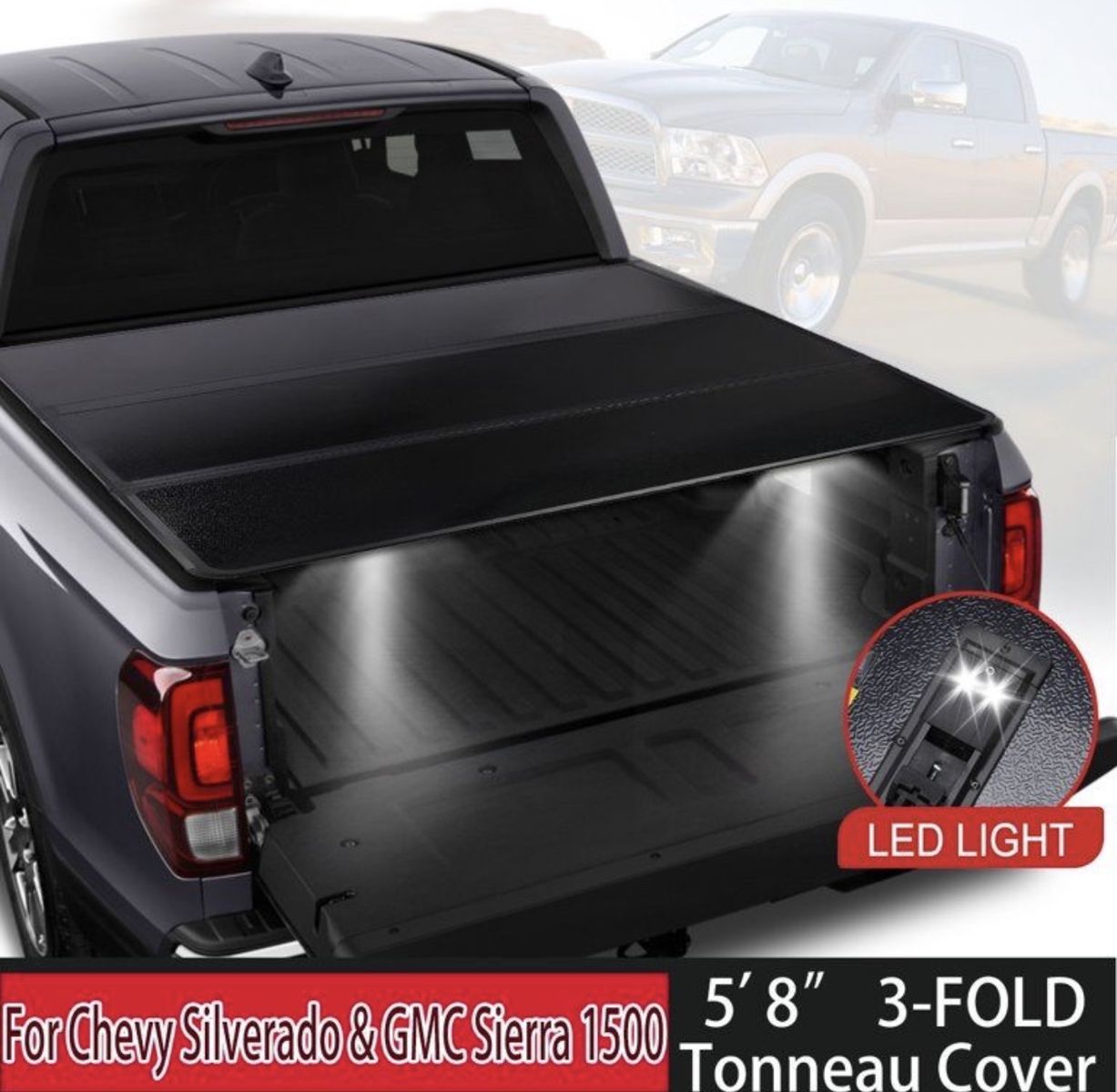 Hard Tri-Fold Tonneau Cover Truck Bed for 07-24 Silverado/Sierra 1500 5.8FT