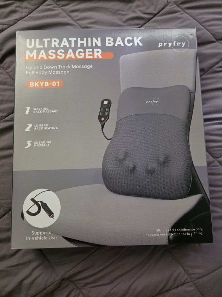Pryfey Ultrathin Back Massager Model BKYB-01 with Heat-- Brand New
