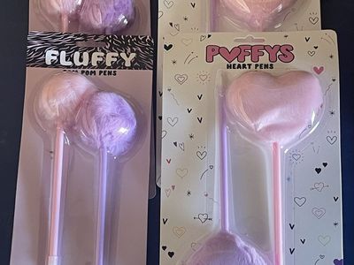 New! Puffy Fluffy Heart & Pom Pom Pens!