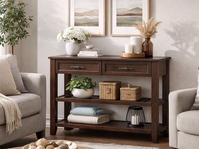 NEW! Console Table w/ Drawers & Shelf Espresso