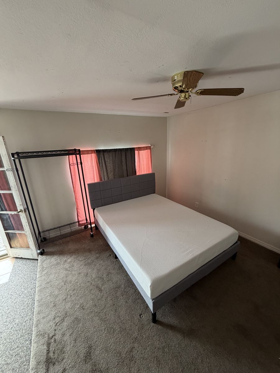 Queen Upholstered Bed Frame & Serenity Mattress