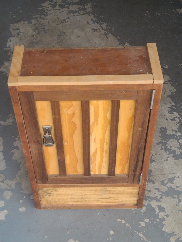 Handmade Wooden Cabinet with Single Door and Latch