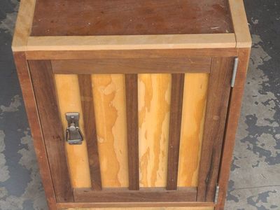 Handmade Wooden Cabinet with Single Door and Latch