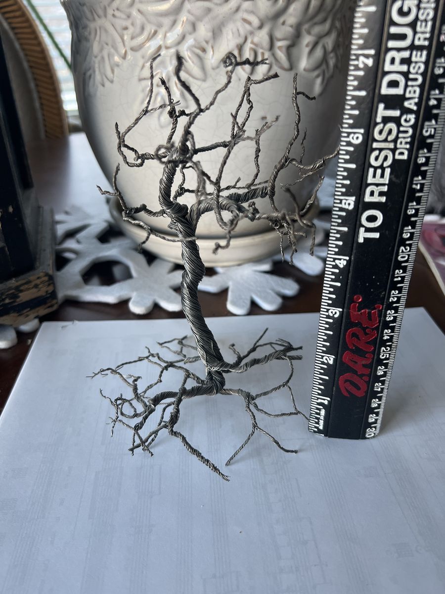 Unique Handcrafted Wire Tree Sculpture - Rustic Home Decor, Approx. 8-9 inches tall