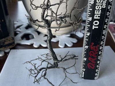 Unique Handcrafted Wire Tree Sculpture - Rustic Home Decor, Approx. 8-9 inches tall