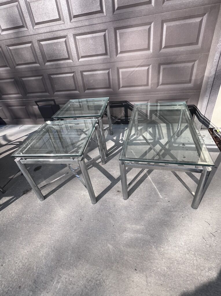 Nice Chrome End Tables and Coffee Table