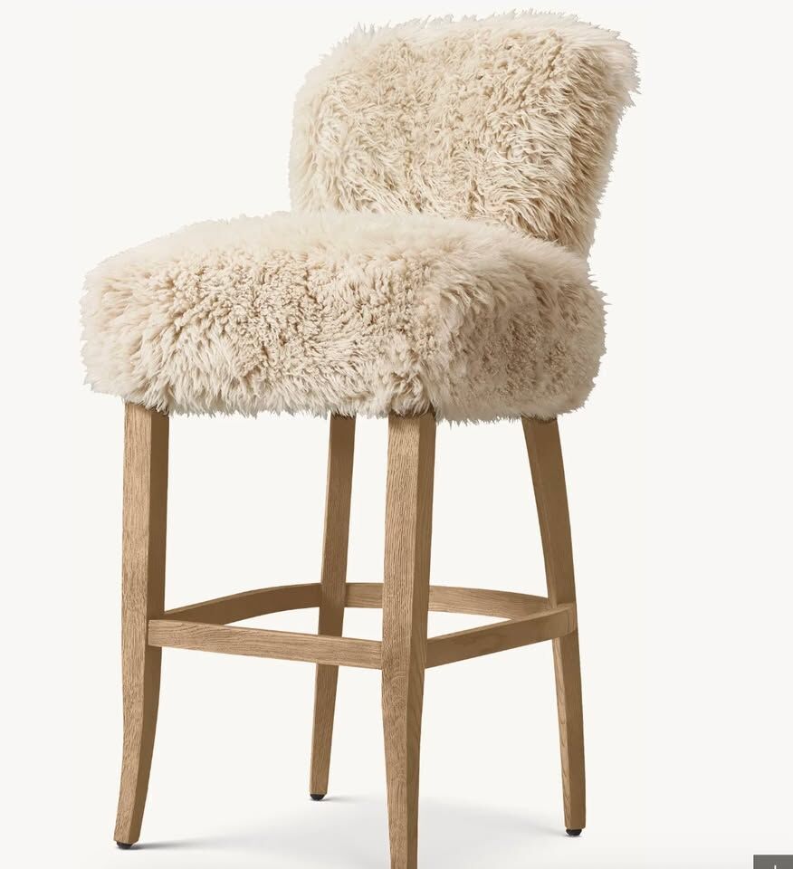 Restoration Hardware Adèle Sheepskin Counter Stools x4