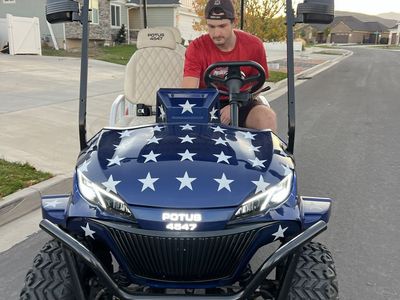 Limited edition Patriotic Electric Golf Cart - Stars & Stripes Design, Off-Road Tires, Digital Display