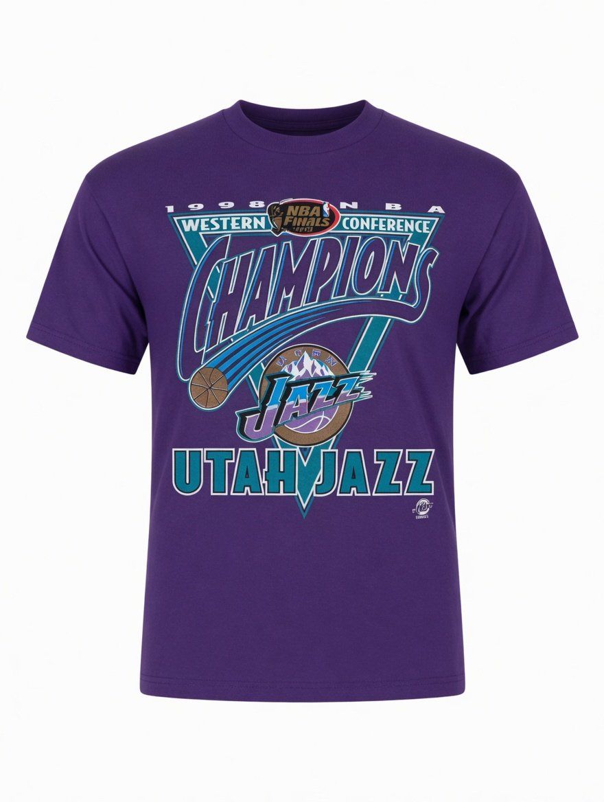 Vintage 1998 NBA Western Conference Finals Utah Jazz Champions T-Shirt - Men's XL