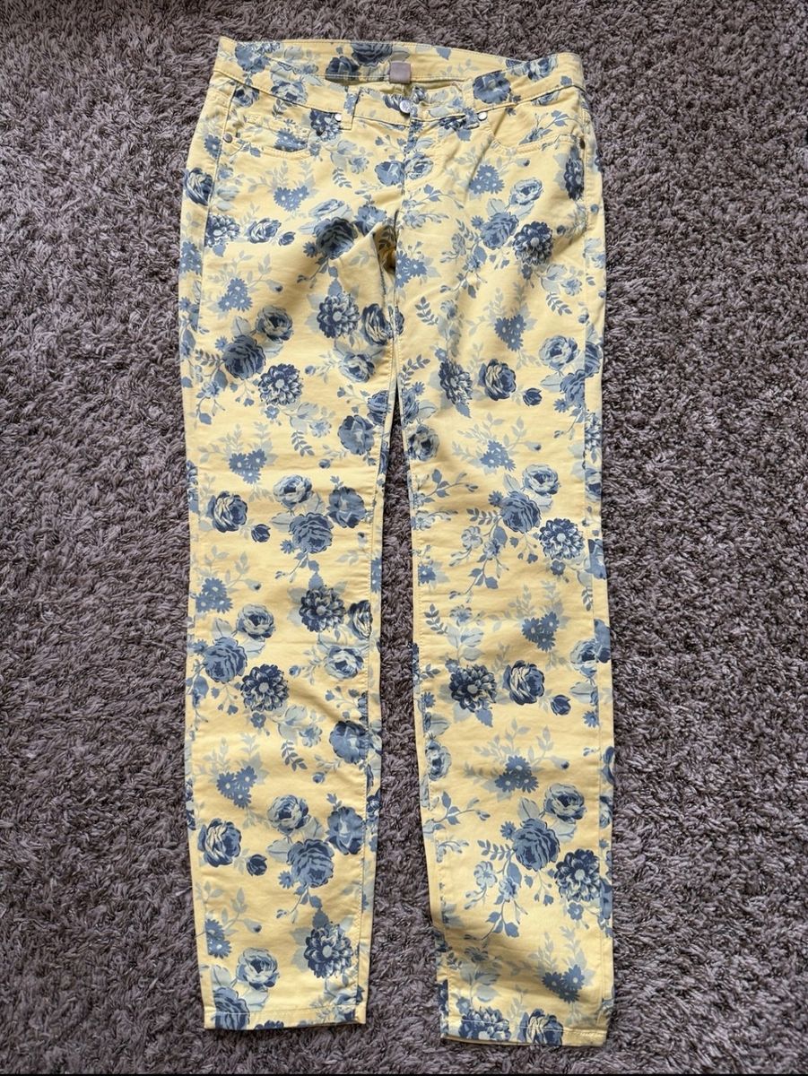 New UP Star Jeans bright yellow w blue floral desi