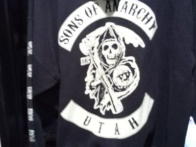 Sons of Anarchy Utah Black Zip-Up Hoodie Size XL