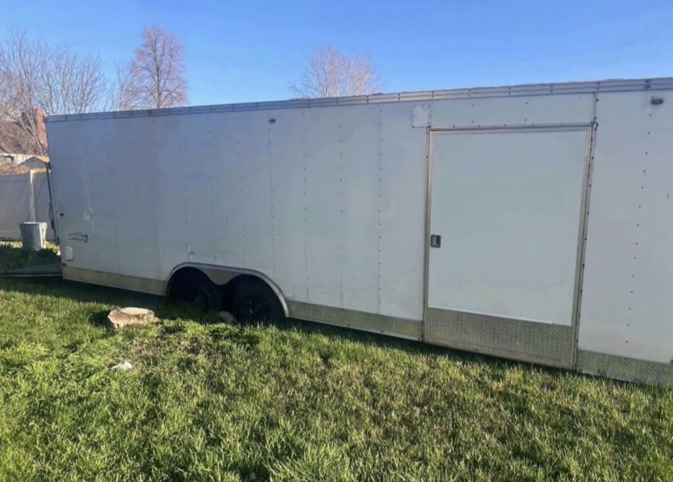 24’ Enclosed Cargo Trailer with Dual Axle, Interior Shelving, Ramp & Side Door