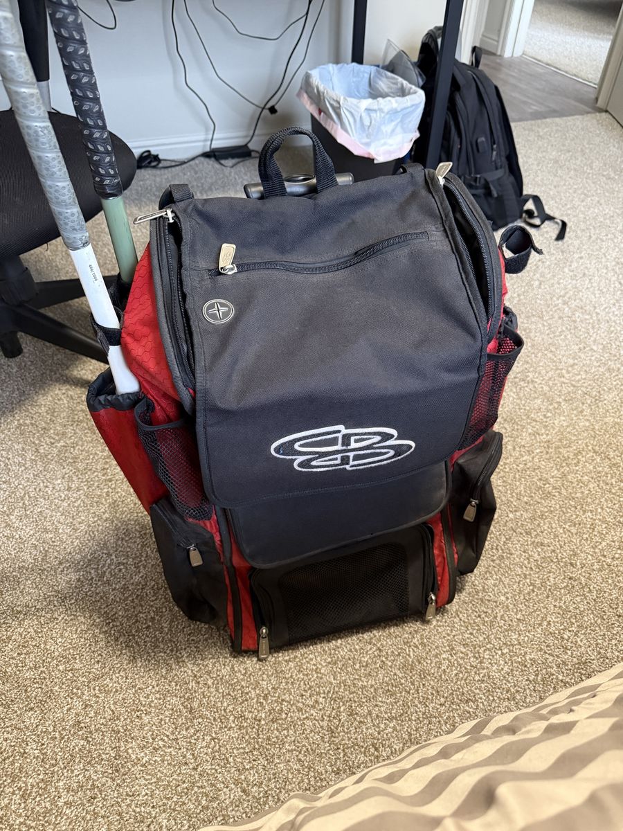 Boombah Rolling Softball Bag and Bats