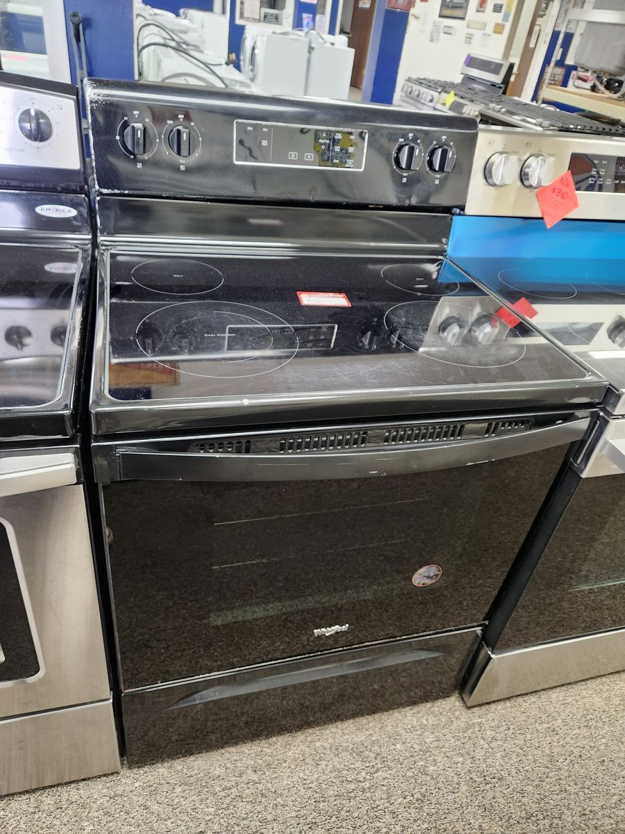 Whirlpool Electric Range Stove - Black Smooth Glass Cooktop