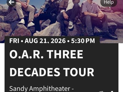 O.A.R. Three Decades Tour - 2 Excellent Tickets, Front Row Section 6 - Sandy Amphitheater - Aug 21, 5:30 pm - $80. each