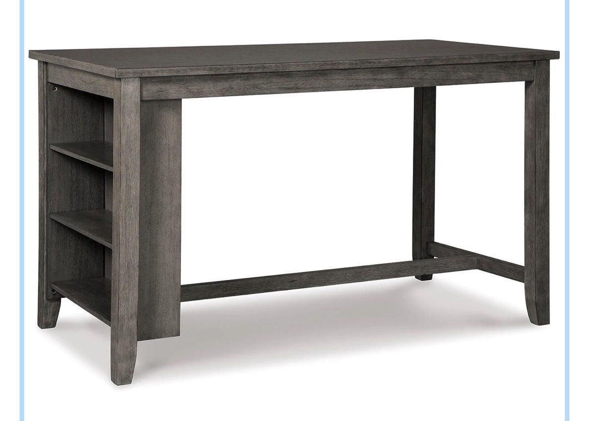 Counter Height Dining Table with Storage, Gray, 60" W