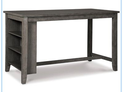 Counter Height Dining Table with Storage, Gray, 60" W