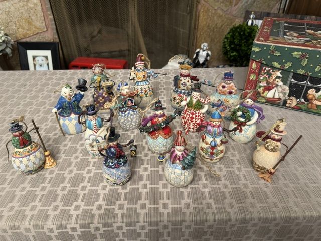 Jim Shore Heartwood Creek Snowman Ornaments Lot Folk Art Christmas -Set of 15