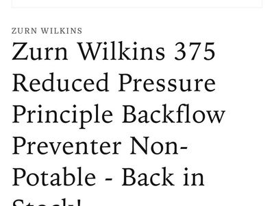 Zurn Wilkins 375 Reduced Pressure Principle Backflow Preventer