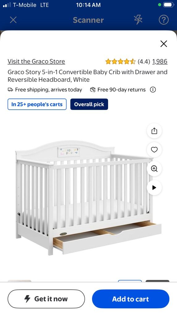 New Graco Story 5-1 Crib With Drawer