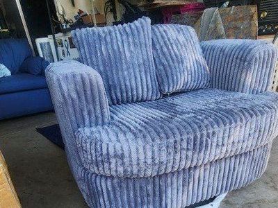 Gray Faux 360° Swivel Accent Chair